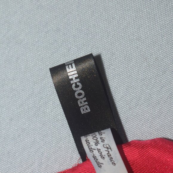 Brochier Soieries Silk Scarf made in France Dufy Deauville Red Brown Magenta - Picture 6 of 7